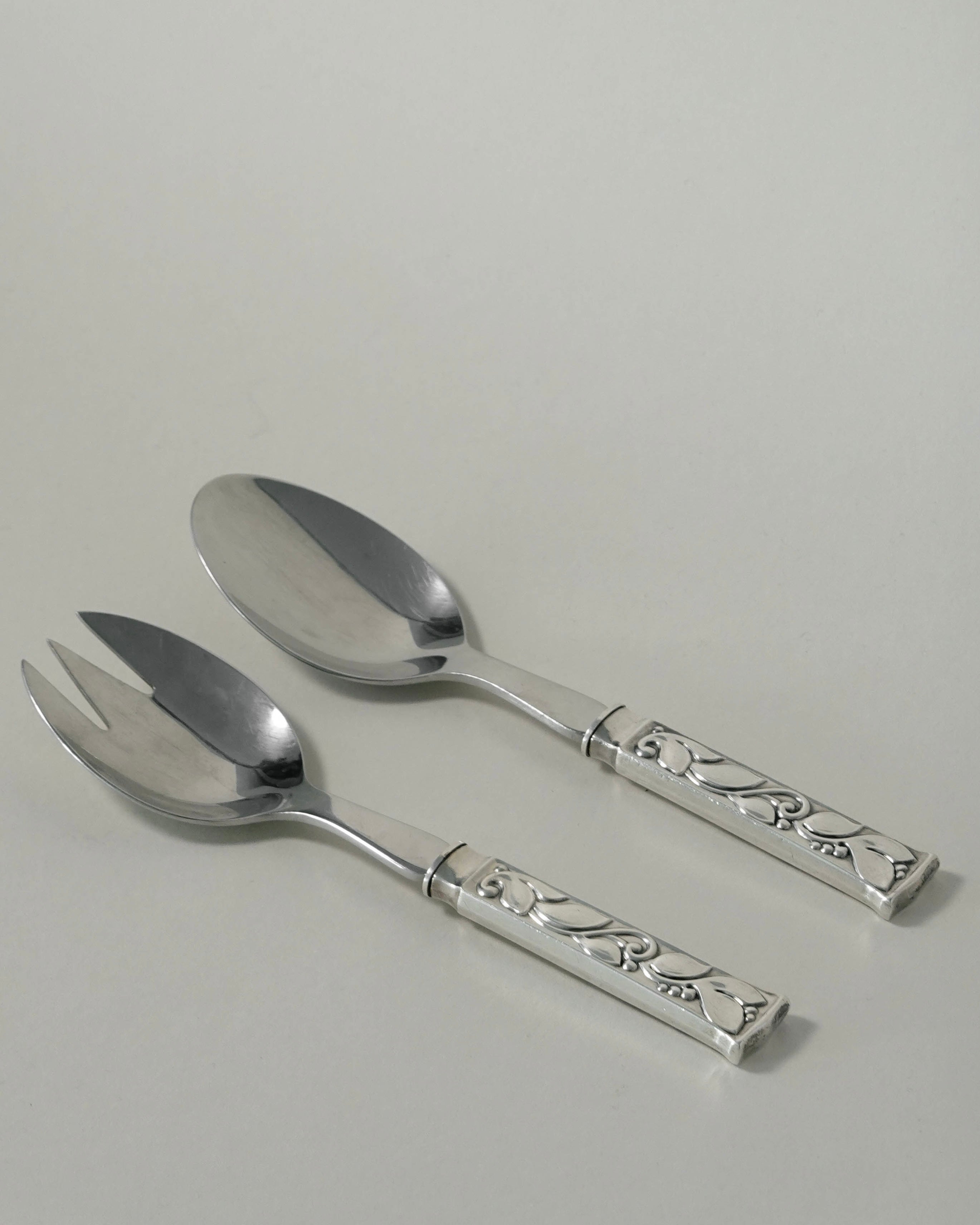 Botanical Silver Salad Serving Set