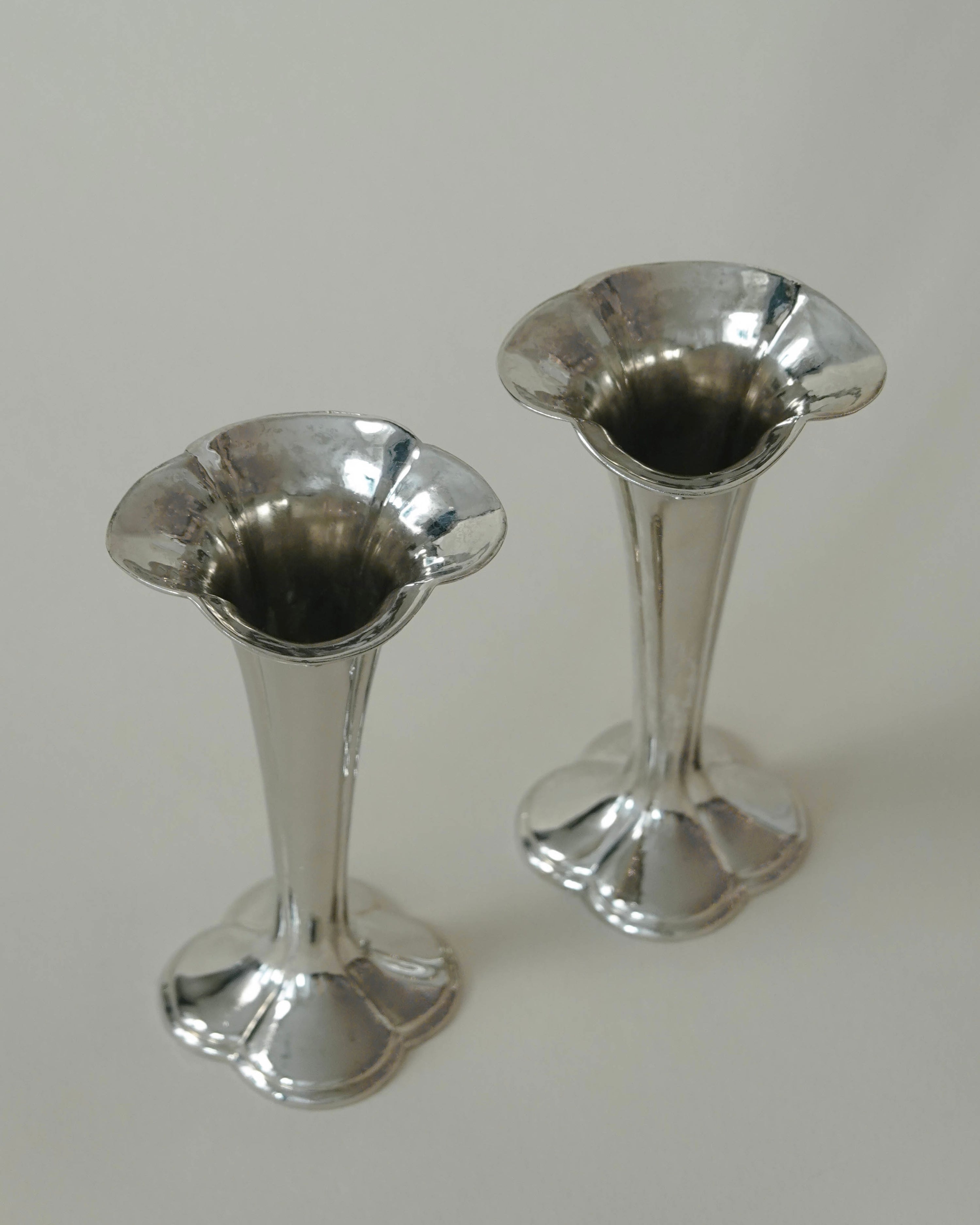 Silver Trumpet Flower Vase