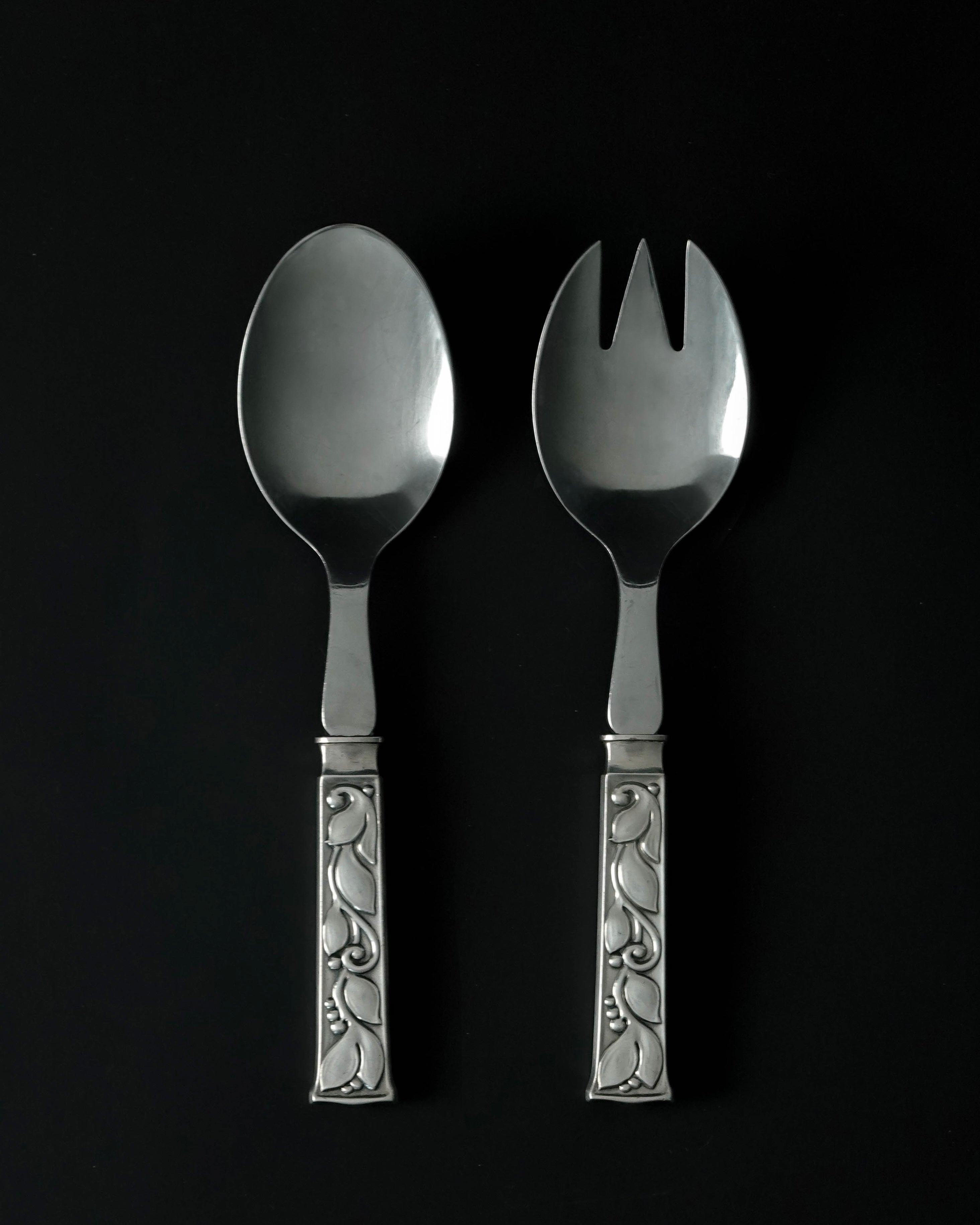 Botanical Silver Salad Serving Set