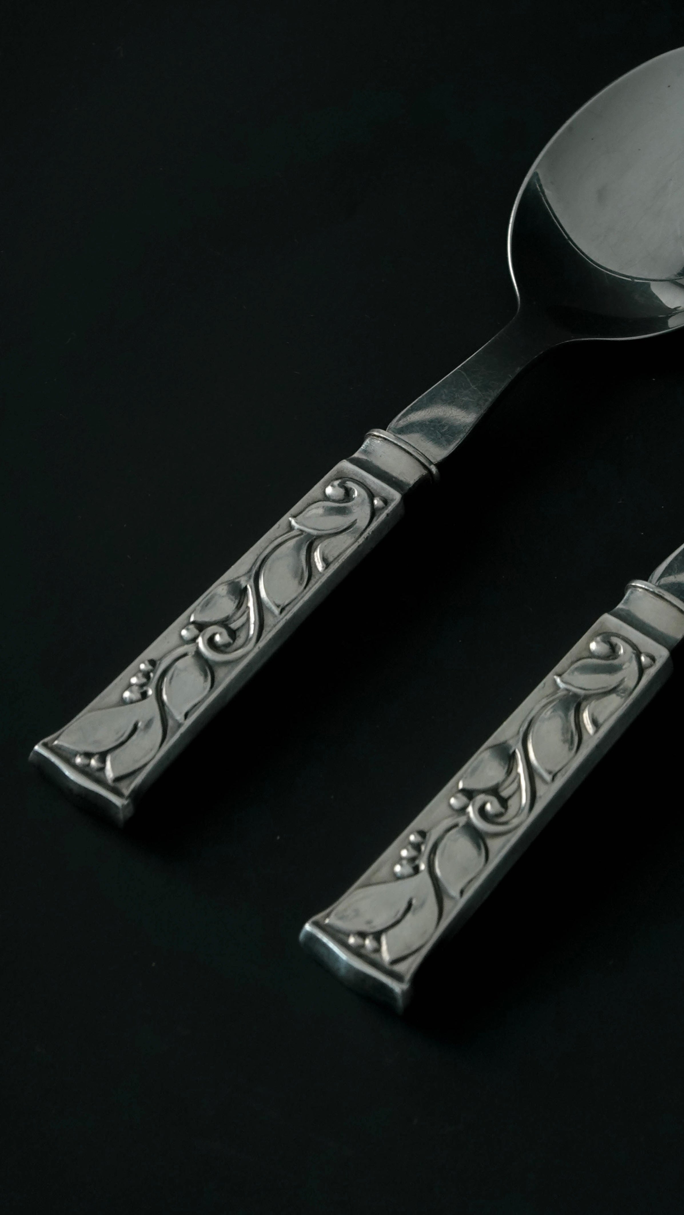 Botanical Silver Salad Serving Set